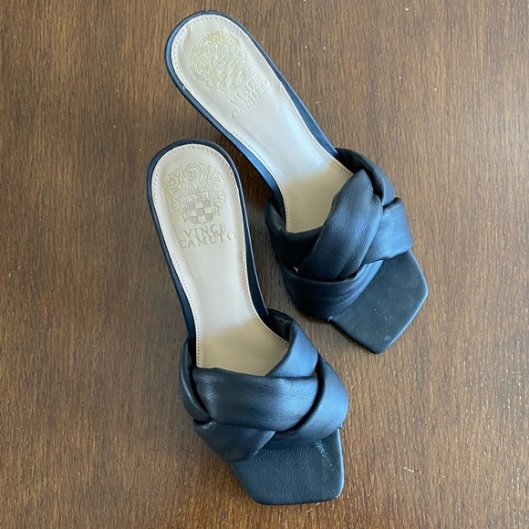 Vince Camuto Joirana Leather Knot Toe Black Heel Mule Size 7.5 - Picture 7 of 9